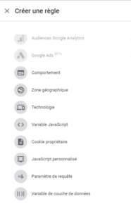 Google Optimize règles de ciblage