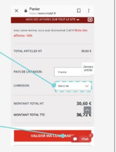 CTA panier site mobile