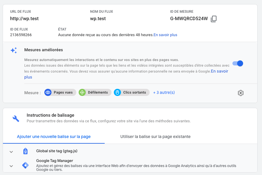 configuration du flux